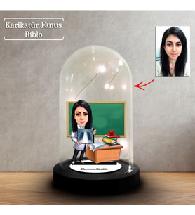 Kişiye Özel Karikatür Kadın Öğretmen Tasarımlı Fanus Biblo, Öğretmene Hediye, Öğretmenler Günü, Öğretmenler Günü Hediyesi,, FN238