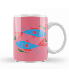 Zodiac Symbols Fish Kupa Bardak Porselen