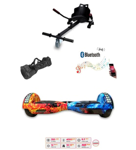 Elektrikli Kaykay Scooter Akıllı Denge Hoverboard + HoverKart + Çanta FULL LEDLİ EXTREM PAKET D10