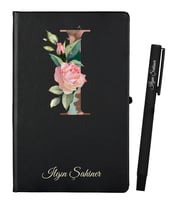 Kişiye Özel Arkadaşa Hediye Siyah Defter ve Siyah Roller Kalem Seti