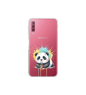 Samsung Galaxy A7 2018 ile Uyumlu Splash Panda Tasarımlı Şeffaf Silikon Kılıf