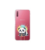Samsung Galaxy A7 2018 ile Uyumlu Splash Panda Tasarımlı Şeffaf Silikon Kılıf