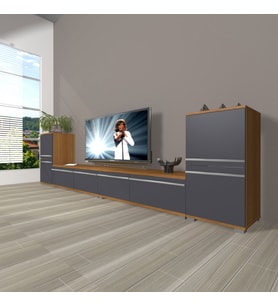 Decoraktiv Eko 9200T Mdf Tv Ünitesi Tv Sehpası (Antrasit - Ceviz)