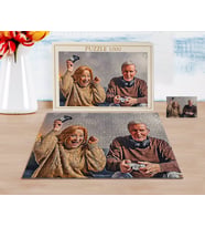 BK Gift Kişiye Özel Tam Boy Büyükanne ve Büyükbaba Karikatürlü 1000 Parça Profesyonel Puzzle-1