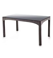 Omnipazar SY-2589 Kahverengi Rattan Temperli Kapalı Camlı Masa Dikdörtgen