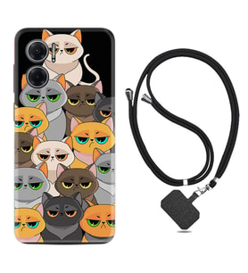Xiaomi Redmi Note 11E Kılıf Resimli Boyun Askılı İpli Desenli Silikon Series Kediler 1885