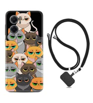Xiaomi Redmi Note 11E Kılıf Resimli Boyun Askılı İpli Desenli Silikon Series Kediler 1885