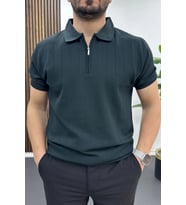 Erkek Nokta Desenli Polo Yaka Tişört Yeşil Edw462