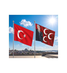 TRY Bayrağı ve Alpaka Kumaş Türk Bayrağı 2'li Set 100x150cm