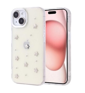 Coverzone Apple iPhone 15 ile uyumlu K?l?f Airbag K�?eli 2mm Kamera �?k?nt? Korumal? Simli ?effaf Bask?l? Z-Kutup Kapak Y?ld?z