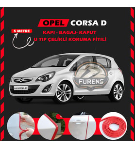 Opel Corsa D Oto Araç Kapı Koruma Fitili 5metre Parlak Kırmızı Renk