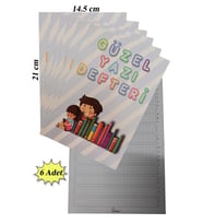 Güzel Yazı Defteri Küçük Boy 14,5x21 cm 24 Yaprak 6 Adet Klavuzlu Standart Çizgili Yazı Defteri Dik Temel Harflerle 1. Sınıf (Renksiz)