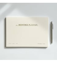 /Paperto. Tarihsiz Aylık Planlayıcı, 29,7 × 21 cm, 32 Sayfa, 110 gr Ivory Kağıt, Krem Kapak, Aylık Plan Defteri (İngilizce)