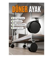 6 cm Döner Mobilya Ayağı Kilitsiz Tek Parça Hareketli Ayak