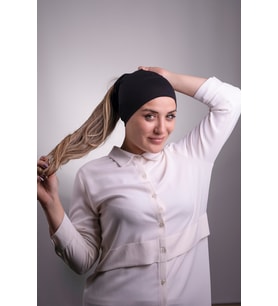 Siyah Pratik Hazır Geçmeli İç Bone Viskon Kumaş Dikişsiz Boru Bone 3006_01