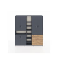 Arges Dolap 13 Raflı 3 Çekmeceli 6 Kapaklı 220x30x243 Antrasit-Antrasit/Çam