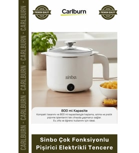 #Tencere 800ml 400W Buharlı Aparatlı Hızlı Pratik Beyaz Sinbo Çok Fonksiyonlu Pişirici Elektrikli Te
