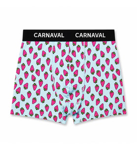 CARNAVAL Çilek Desenli Premium Pamuklu Erkek Boxer - Mavi Renkli