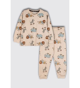 Sevimli Animal (Aslan-Zebra-Fil) Desenli Erkek Pijama Takımı