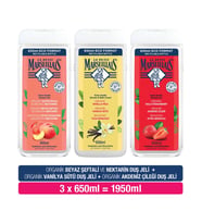 Le Petit Marseillais Beyaz Şeftali ve Nektarin 650 ml + Vanilya Sütü 650 ml +Akdeniz Çileği Duş Jeli