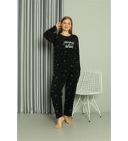 Akbeniz Welsoft Polar Kadın Büyük Beden Pijama Takımı 808043