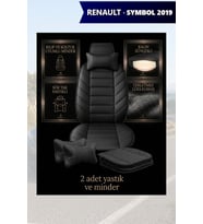 renault symbol 2019 Koltuk ve Kılıf uyumlu Yastık Siyah Lüks Minder 2 Minder 2 Yastık
