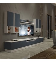 Decoraktiv Trendstyle 8DAS Mdf Tv Ünitesi Tv Sehpası - Beyaz Antrasit (Beyaz - Antrasit)