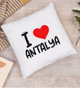 BK Gift I Love Antalya Tasarımlı Yastık - Model 1