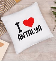 BK Gift I Love Antalya Tasarımlı Yastık - Model 1