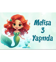 Sevimli DEniz Kızı Temalı Doğum Günü Afişi -2 35X50 cm