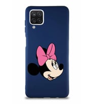 Samsung Galaxy A12 Soft Premier Kapak Minnie Mouse-A Tasarımlı Silikon Kılıf - Lacivert (Şeffaf)