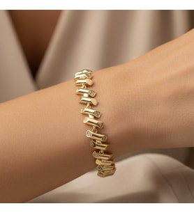 STİL İNCİSİ/XUPING JEWELRY ÇİZGİ MODEL ZİRKON TAŞLI BİLEKLİK (Altın)