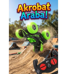Uzaktan Kumandalı Akrobat Araba - 360 Derece Dönen Takla Atan Çılgın Stunt Car - Yeşil