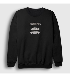 Presmono Unisex Siyah Logo Swans Rock Band Sweatshirt 448421tt