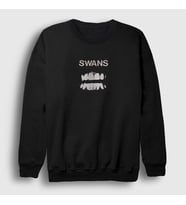 Presmono Unisex Siyah Logo Swans Rock Band Sweatshirt 448421tt