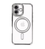 İphone 16 Plus Kılıf Joke Simli Magneticsafe Kılıf - Gri