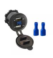 Voltmetreli USB Portu 4.2A 12V 24V Mavi Led Işıklı