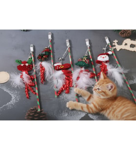 Yılbaşı Temalı Zilli Kedi Oyun Oltası