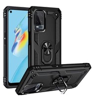 Oppo A54 4G Kılıf Metal For Car Yüzüklü Standlı Military Ring Serisi (Siyah)