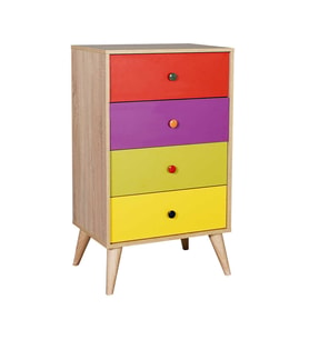 Adore Mobilya Rainbow 4 Çekmeceli Şifonyer - Sonoma-Renkli 60x104x45 cm (GxYxD)