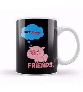 PIGS ARE FRIENDS NOT FOOD Animal Rights Vegan Gift Kupa Bardak Porselen