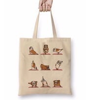 Bulldog Yoga Pug Köpek Bez Çanta Uzun Saplı