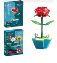 Işıklı Çiçek Lego  Işıklı Çiçekli Lego  138 Parça Saksılı Kırmızı Gül Işıklı Lego