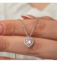 Gümüş Pembe Kalp Kadın Kolye