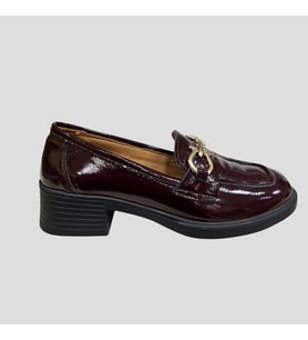 MYFİT SHOES 041 KADIN HAKİKİ DERİ AKSESUARLI KISA TOPUK AYAKKABI BORDO RUGAN