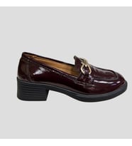 MYFİT SHOES 041 KADIN HAKİKİ DERİ AKSESUARLI KISA TOPUK AYAKKABI BORDO RUGAN