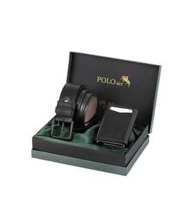 Polo Air Mıknatıslı Otomatik Mekanizmalı Cüzdan Ve Kemer Erkek Kombin Seti Siyah Renk M-06-S