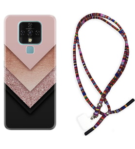Tecno Camon 16 18P Pova Kılıf Boyun Asklı Rasta Silikon Great Marble 1405