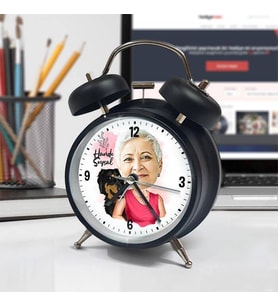 Kişiye Özel Köpeği Olan Anne Karikatürlü Çalar Saat