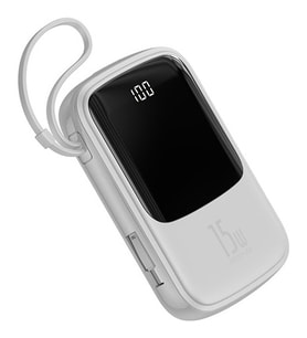 Baseus Q pow 3A Dijital Gösterge 10.000 mAhmAh Power Bank + Lightning Şarj Başlık PPQD-B02 Beyaz